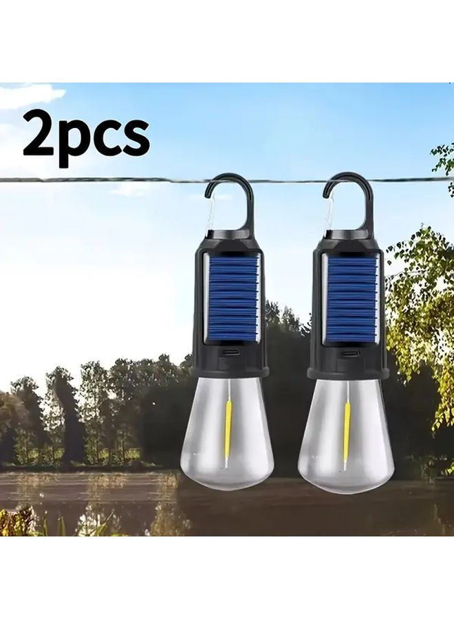 مصابيح تخييم شمسية محمولة مينيمالية 2 قطعة قابلة للشحن عبر USB 3 أوضاع LED للطوارئ الخارجية - Image 4