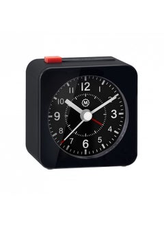 MARATHON Mini Non-Ticking Analog Alarm Clock with Auto Blacklight, Black/Black - Silent Smooth Sweep - Alarm & Snooze Functions - Two AAA Batteries Included