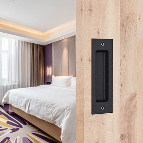 Eco-Fused 1x Sliding Barn Door Finger Pull (Black) with Self Tapping Screws - 6-Inch Solid Steel Flat Bottom Handle - Easy to Install - Ideal for Sliding Doors, Closets, Sheds, Garages - Image 4