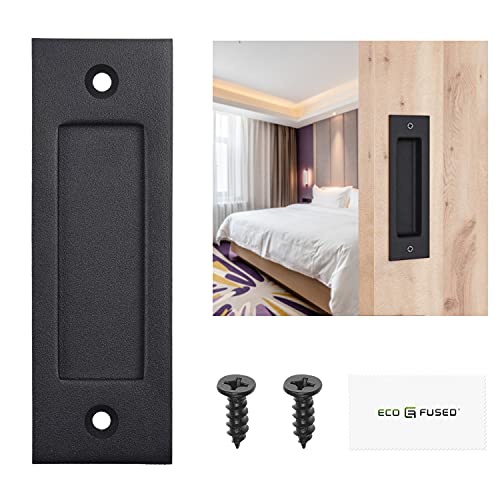 Eco-Fused 1x Sliding Barn Door Finger Pull (Black) with Self Tapping Screws - 6-Inch Solid Steel Flat Bottom Handle - Easy to Install - Ideal for Sliding Doors, Closets, Sheds, Garages - Image 2