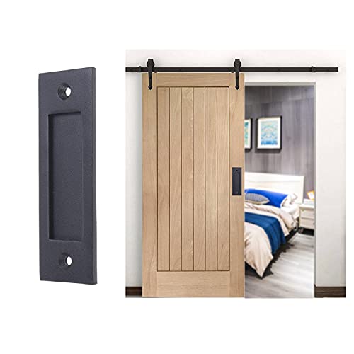 Eco-Fused 1x Sliding Barn Door Finger Pull (Black) with Self Tapping Screws - 6-Inch Solid Steel Flat Bottom Handle - Easy to Install - Ideal for Sliding Doors, Closets, Sheds, Garages - Image 5