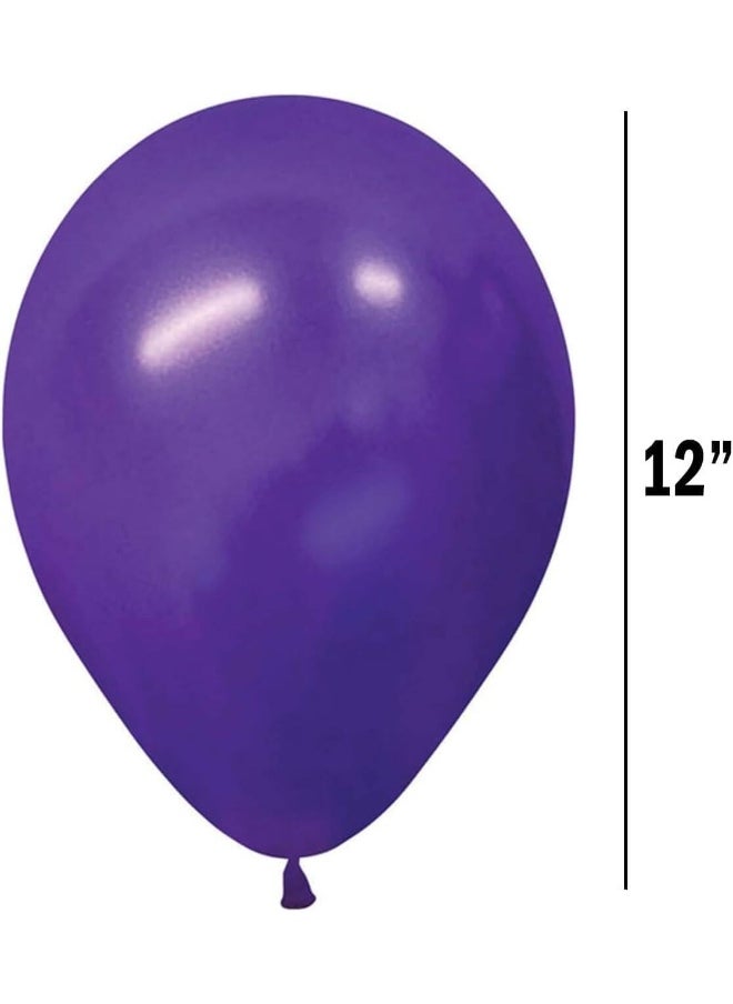 Goldedge 20 PC Fashion Violet Latex Balloons, 12 Inch Purple Party Balloons for Birthdays, Baby Showers & Theme Events  - Image 2