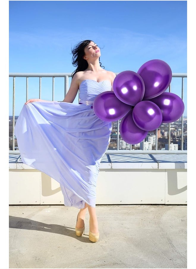 Goldedge 20 PC Fashion Violet Latex Balloons, 12 Inch Purple Party Balloons for Birthdays, Baby Showers & Theme Events  - Image 5