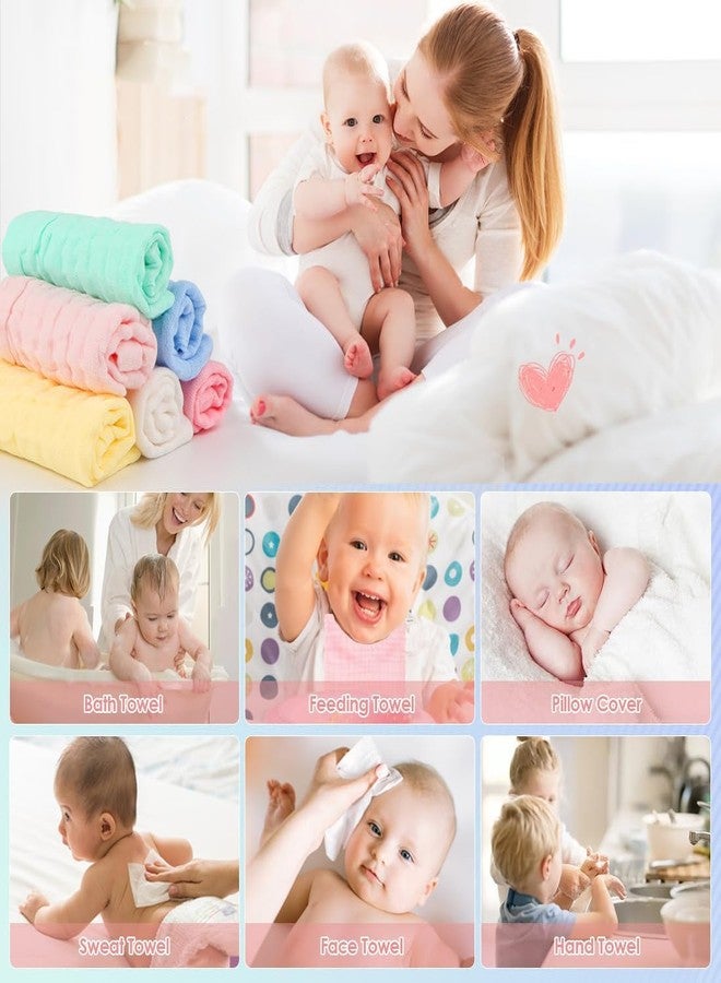 GREEMITO 100% Muslin Cotton Baby Washcloths – Ultra Soft Face Towels for Newborn & Toddlers | Highly Absorbent, Skin-Friendly Bath & Feeding Cloths (Pack of 4 - Multi-Colour) (26x26 cm) - Image 5
