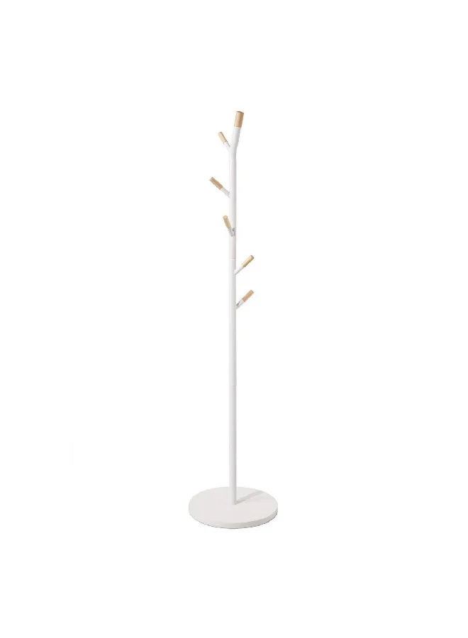 Five Simply Smart 6-Hook Metal and Wood Coat Rack White and Brown 175.5 x 40 x 40 cm 138934B
