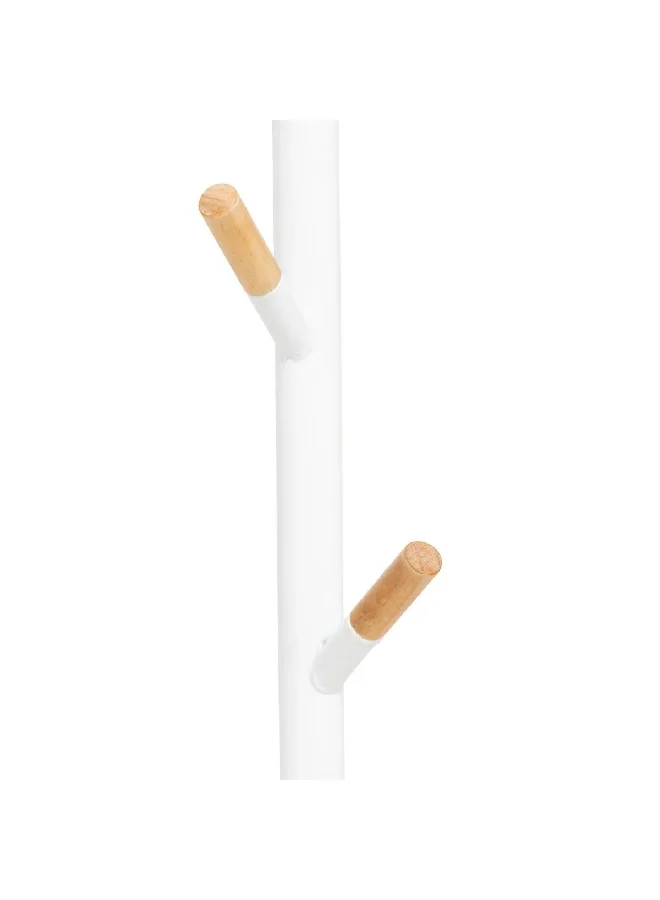 Five Simply Smart 6-Hook Metal and Wood Coat Rack White and Brown 175.5 x 40 x 40 cm 138934B