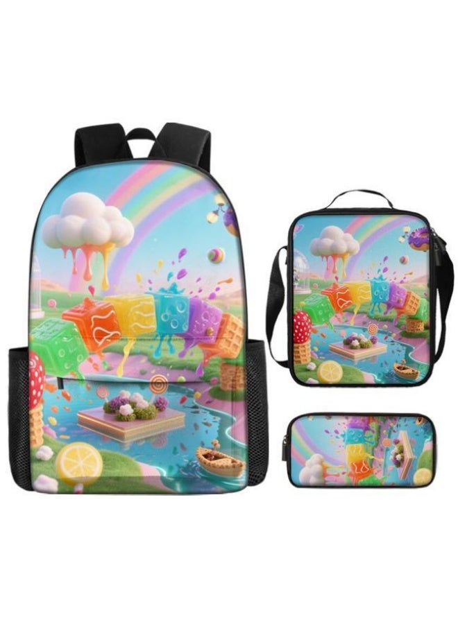 Bright Li Fire Backpacks + handbags + stationery bags | Back-to-school season/festival gifts | Cartoon bag three-piece set, easy to deal with various occasions (available for students, children, friends outings, mountain climbing, school, etc.) - 75 - Image 2