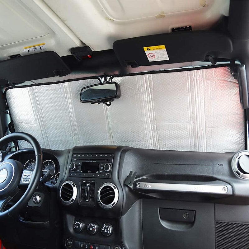 MAKINGTEC Windshield Sun Shade for 1997-2018 Jeep Wrangler TJ JK JKU - Aluminum Foil Triple Laminate Heat Shield - Image 4