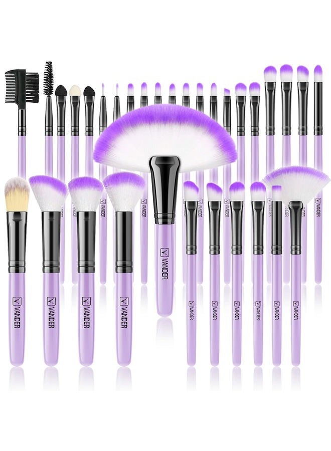 VANDER Makeup Brushes, VANDER Professional 32pcs Foundation, Concealer, Eyeshadow & Eyeliner Cosmetic Brush Set, Purple (Cosmetic Bag Not Included) - Image 1
