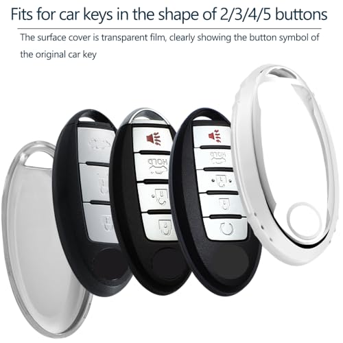 Lcyam for Nissan Key Fob Cover Before 2023 Altima Maxima Sentra X Trail Patrol Murano Rogue Pathfinder Serena Kicks Armada Versa, Black - Image 2