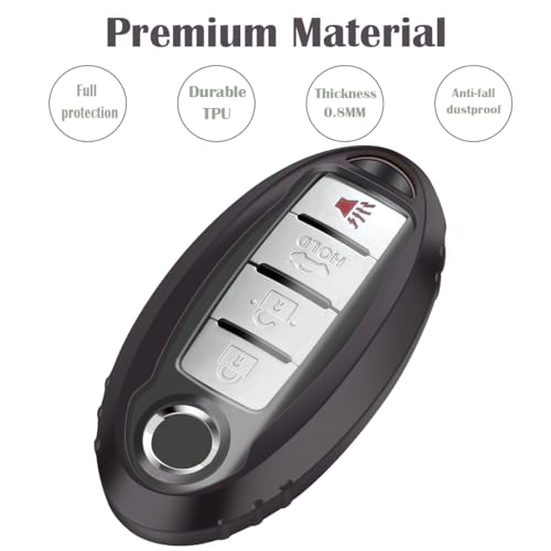 Lcyam for Nissan Key Fob Cover Before 2023 Altima Maxima Sentra X Trail Patrol Murano Rogue Pathfinder Serena Kicks Armada Versa, Black - Image 5