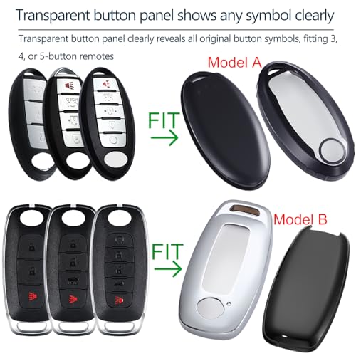 Lcyam for Nissan Key Fob Cover Before 2023 Altima Maxima Sentra X Trail Patrol Murano Rogue Pathfinder Serena Kicks Armada Versa, Black - Image 3
