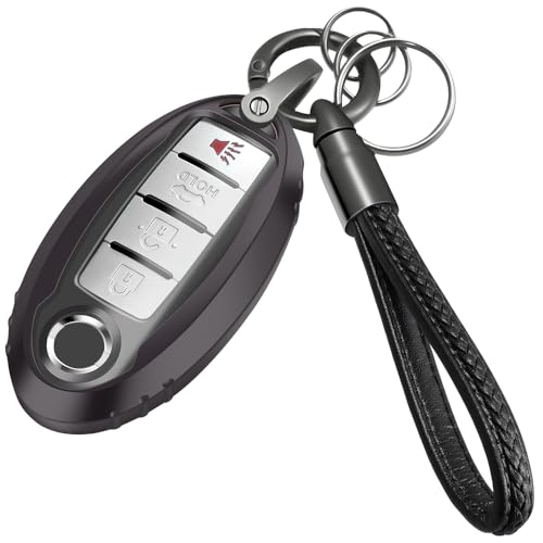 Lcyam for Nissan Key Fob Cover Before 2023 Altima Maxima Sentra X Trail Patrol Murano Rogue Pathfinder Serena Kicks Armada Versa, Black - Image 1