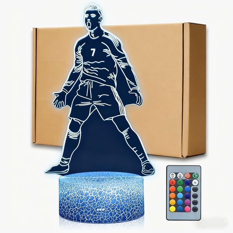Al Raied ARS® 3D Illusion LED Football Night Light with Remote Control - 16 Color Changing Lamp for Kids - Image 1