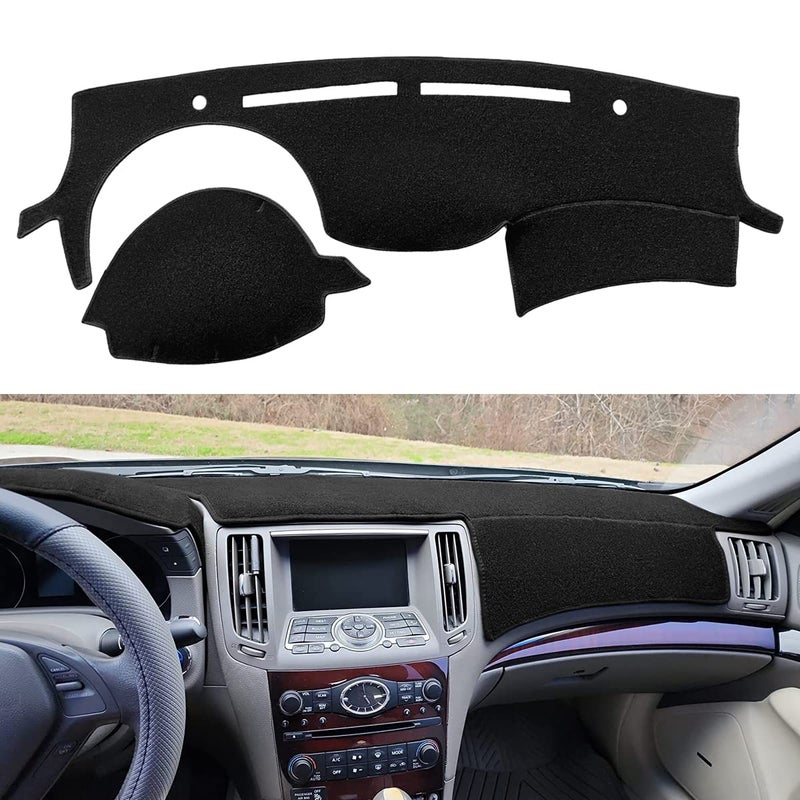 Yiz غطاء لوحة القيادة Yiz مخصص لسيارات إنفينيتي G25 G25X G35 G35X G37 G37X 2008 2009 2010 2011 2012 2013، إنفينيتي Q40 Q60 2014 2015، واقي سجادة لوحة القيادة (أسود) Y67 - Image 1
