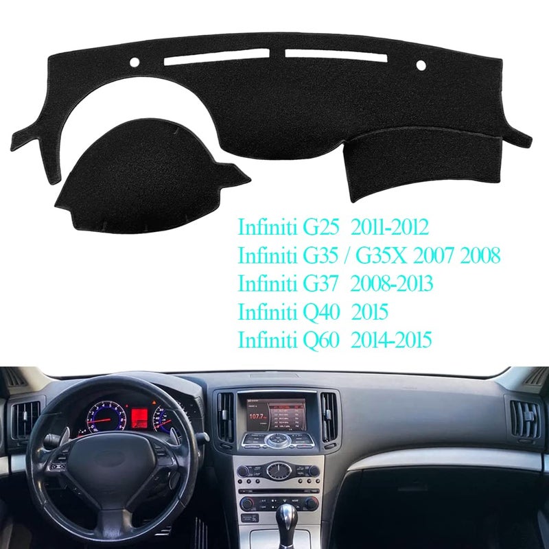 Yiz غطاء لوحة القيادة Yiz مخصص لسيارات إنفينيتي G25 G25X G35 G35X G37 G37X 2008 2009 2010 2011 2012 2013، إنفينيتي Q40 Q60 2014 2015، واقي سجادة لوحة القيادة (أسود) Y67 - Image 2