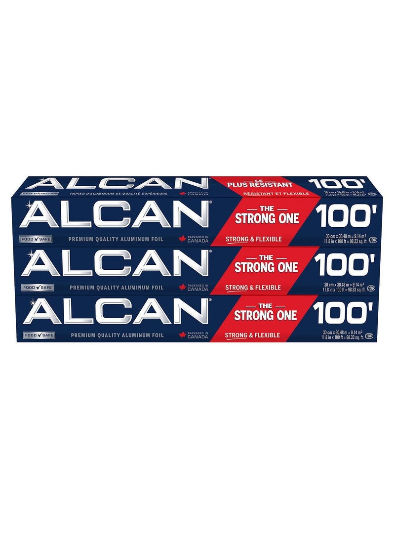 ALCAN Pack of 3 Premium Quality Aluminum Foil, 100 ft. - Image 1