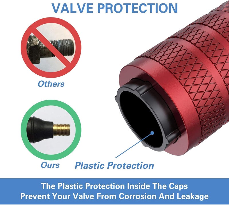CKAuto Tire Valve Stem Caps, Red, 4 pcs/Pack, Anodized Aluminum Tire Valve Cap Set, Corrosion Resistant, Universal Stem Covers for Cars Trucks Motorcycles SUVs and Bikes - Image 3