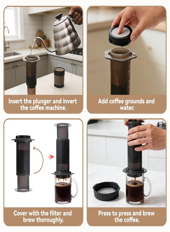 brikinte 2 Pack Reusable Metal Coffee Filter, Stainless Steel Double Layer Mesh, No Paper Needed, Inverted Brewing Richer Flavor, Compatible with AeroPress Original, Go & Clear - Image 2