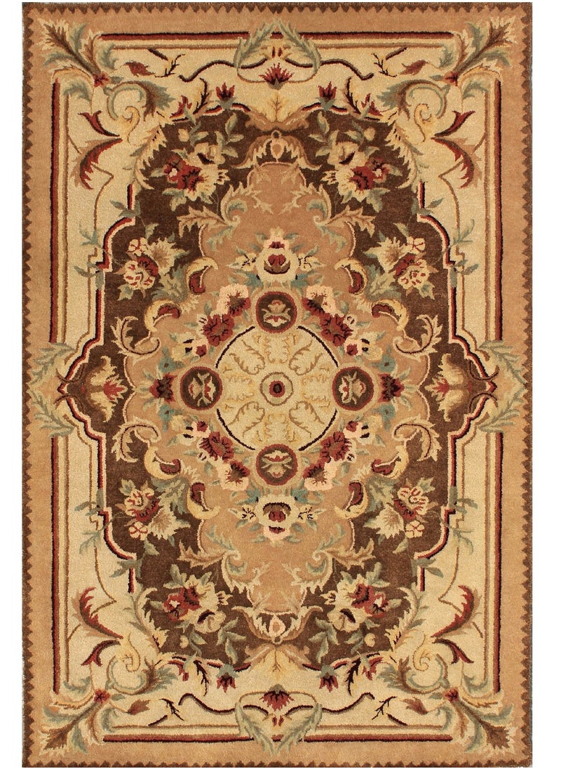 AURUM HOME AH014B Hand Tufted Area Traditional Carpet Interior Living Bedroom, Bedroom, Exhibition Area Cut Wool Pile, Rectangle  - Image 1