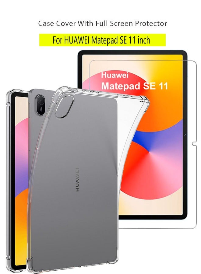 اليشمك هواوي Matepad SE 11 بوصة حزمة الحماية - سوبر شفافة حالة صدمة واقية من حافة إلى حافة الشاشة فيلم واقية ، 360 درجة الحماية ، الغطاء الخلفي وشاشة فيلم واقية هواوي Matepad SE11 بوصة - Image 1