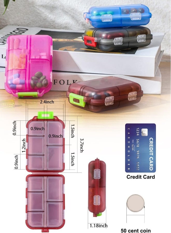 Generic 4 Pack Pill Case Portable Small Weekly Travel Pill Organizer Portable Pocket Pill Box Dispenser for Purse Vitamin Fish Oil Compartments Container Medicine Box  - Image 5