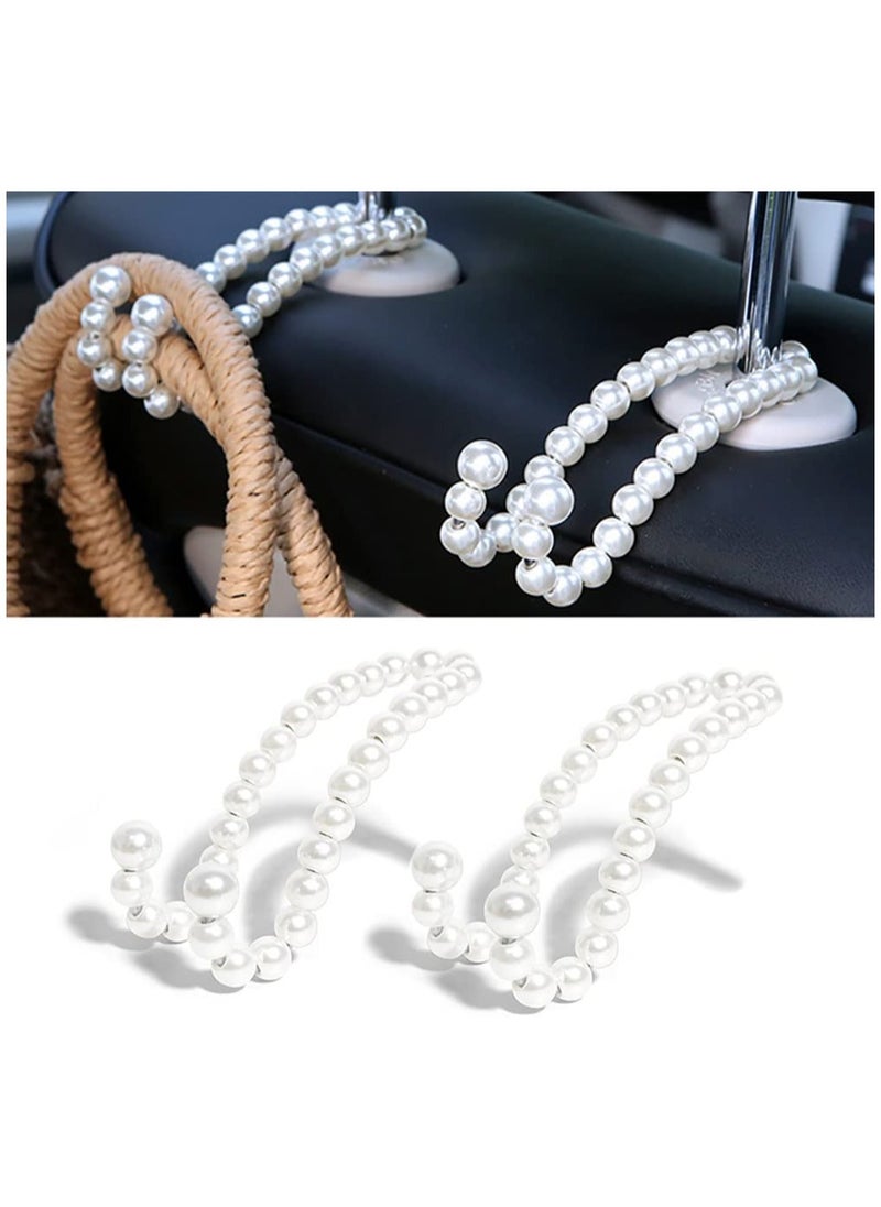 SYOSI ADR. Elegant Pearl Car Seat Headrest Hook Hanger Universal for Purses, Bag, Keys Auto Interior Decorations Organizer A  - Image 1