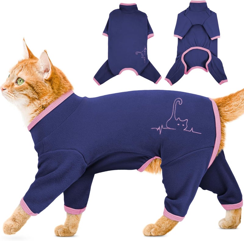 ADNIKIA Cat Pajamas for Cats Only, Sticky Hair Cat Clothes, Sphynx Hairless Cats Sweater, Recovery Suit After Surgery, Prevent Lost Hair Kitten Onesie Shirts Costumes Outfits for Pet - Image 1