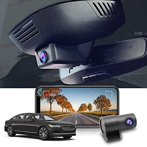 Fitcamx Front 4K+Rear 1080P Dash Cam Adapts for Volvo XC60 V90 S90 2022-2026 B5 B6 T8 (Model B), OEM Style, Dual HD Video, Loop Recording, Built-in WiFi & APP, G-Sensor, Easy to Set, 128GB Card - Image 1