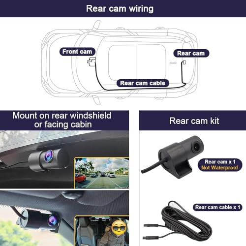 Fitcamx Front 4K+Rear 1080P Dash Cam Adapts for Volvo XC60 V90 S90 2022-2026 B5 B6 T8 (Model B), OEM Style, Dual HD Video, Loop Recording, Built-in WiFi & APP, G-Sensor, Easy to Set, 128GB Card - Image 4