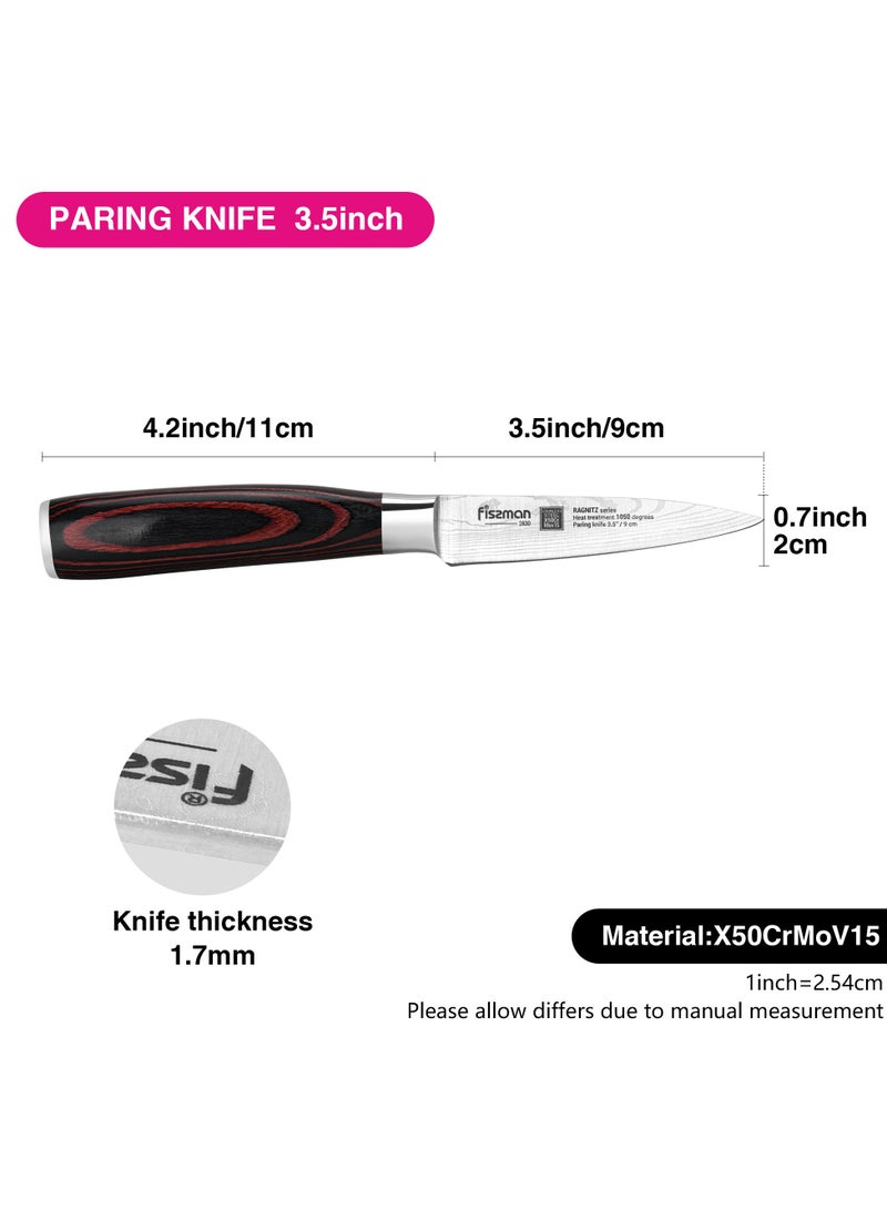 فيسمان سكين ياباني مقاس 3.5 بوصة، سلسلة راجنيتز من السبائك الألمانية X50CrMoV15 مصنوعة من الفولاذ المقاوم للصدأ - Image 2