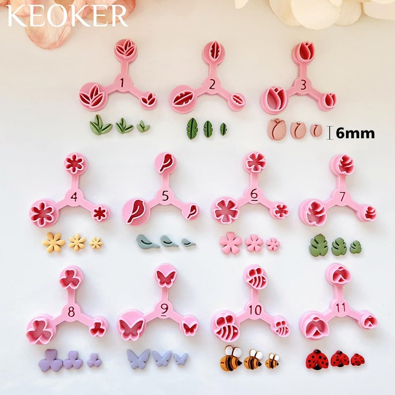 Keoker Spring Polymer Clay Cutters, Polymer Clay Flower Cutters, 10 Shapes Mini Clay Cutter, 3 Sizes(Micro. Mini, Small), Decoration to Make Spring Earrings - Image 4