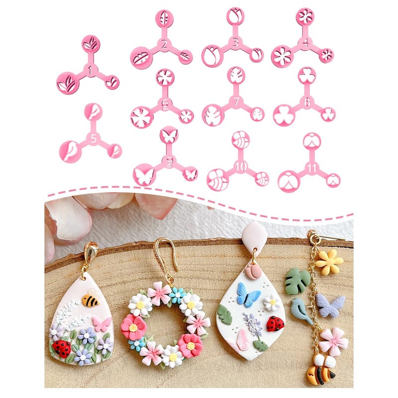Keoker Spring Polymer Clay Cutters, Polymer Clay Flower Cutters, 10 Shapes Mini Clay Cutter, 3 Sizes(Micro. Mini, Small), Decoration to Make Spring Earrings - Image 1