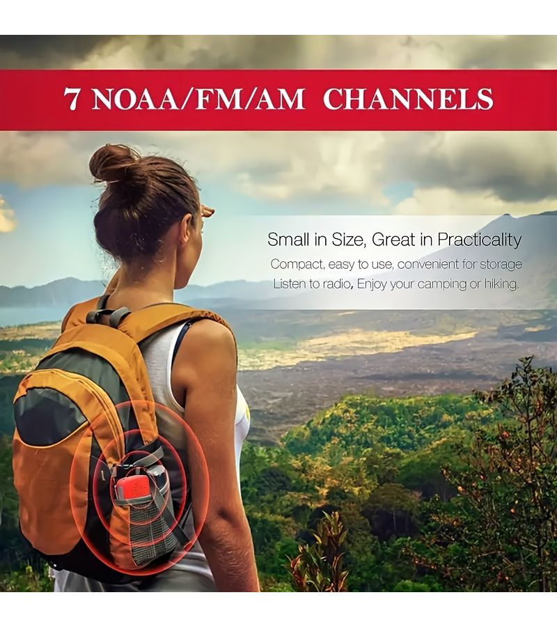 Red Emergency Hand Crank Solar Radio 7400mWh With 3 LED Flashlight AM FM NOAA Weather Alerts Power Bank SOS Alarm Portable Survival Radio For Camping Indoor Emergencies Outdoor Adventures Solar Powered - Image 5