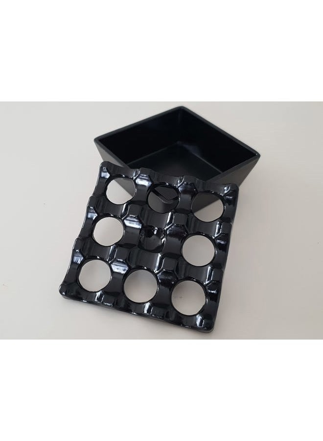 trmaker TR Maker - 2 X Fireproof Plastic 9 Hollow Grid Cigarette Ashtray - Indoor or Outdoor Cigarette Ashtray - Ash Container for Smoker with Grid Lid Set of 2 (Round - 3.5"x3.5") - Image 3