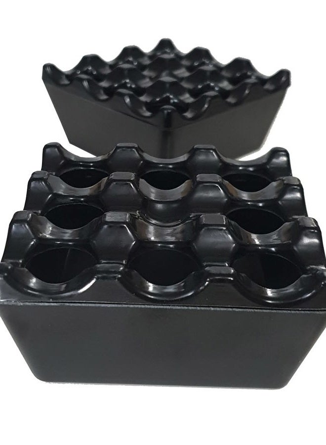 trmaker TR Maker - 2 X Fireproof Plastic 9 Hollow Grid Cigarette Ashtray - Indoor or Outdoor Cigarette Ashtray - Ash Container for Smoker with Grid Lid Set of 2 (Round - 3.5"x3.5") - Image 1
