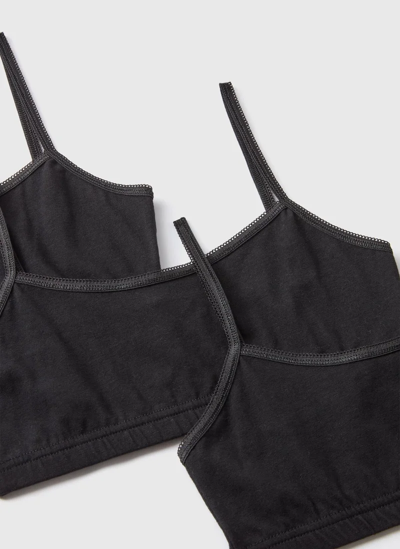Matalan 5 Pack Girls Black Crop Tops