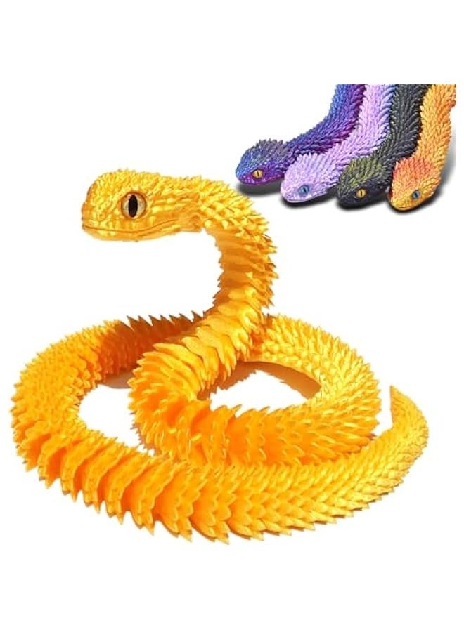3D Printed Snake Toys, 3D Printed Viper, 3D Printed Articulated Flexible Fidget Toy, 3D Printed Animals Exquisite Cute Pet Toy Adults Fidget Toys, Home Office Executive Desk Decor (Silk Gold) - Image 1