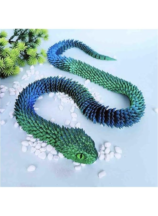 3D Printed Snake Toys, 3D Printed Viper, 3D Printed Articulated Flexible Fidget Toy, 3D Printed Animals Exquisite Cute Pet Toy Adults Fidget Toys, Home Office Executive Desk Decor (Silk Gold) - Image 4