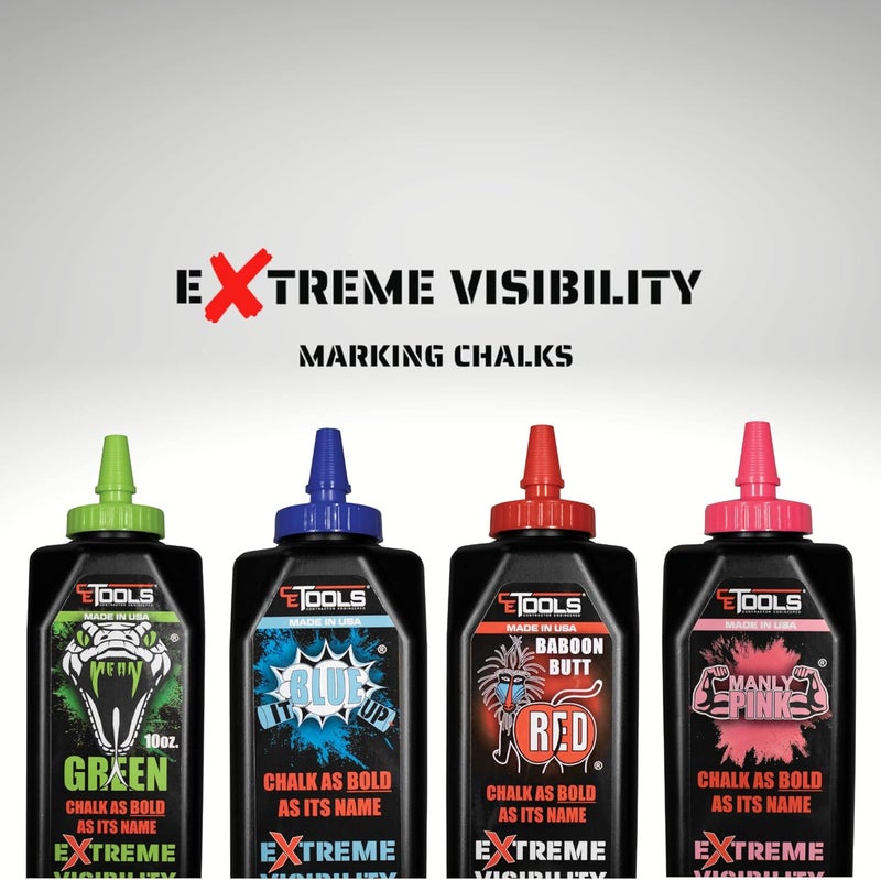 CE TOOLS Mean Green® Marking Chalk, Color GREEN, EXTREME VISIBILITY, MADE IN USA -10 oz (283.5g) For Chalkline, Hydrophobic, Construction Chalk. - Image 4