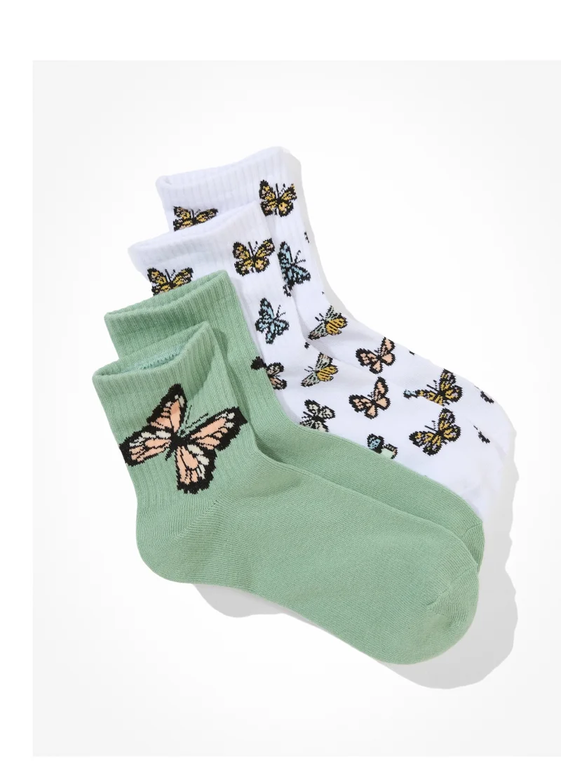 امريكان ايجل AE Butterfly Boyfriend Sock 2-Pack