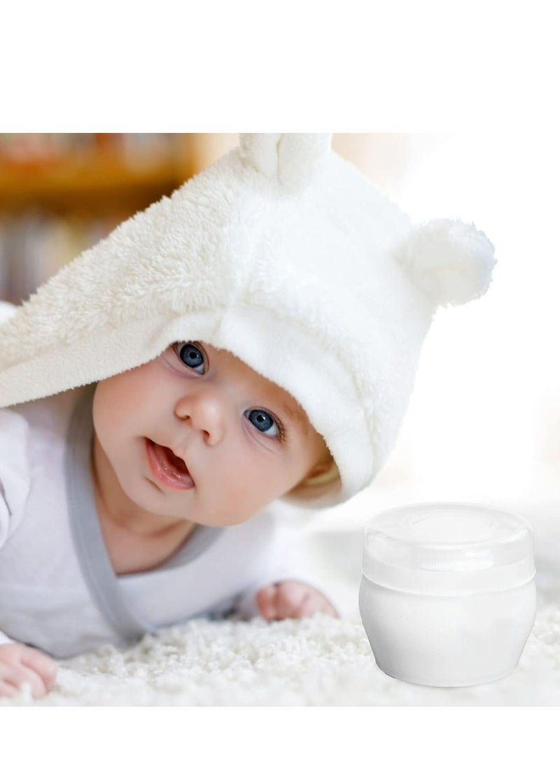 2 Sets Soft Powder Puff with Case – Face and Body Powder Container for Newborns (White).