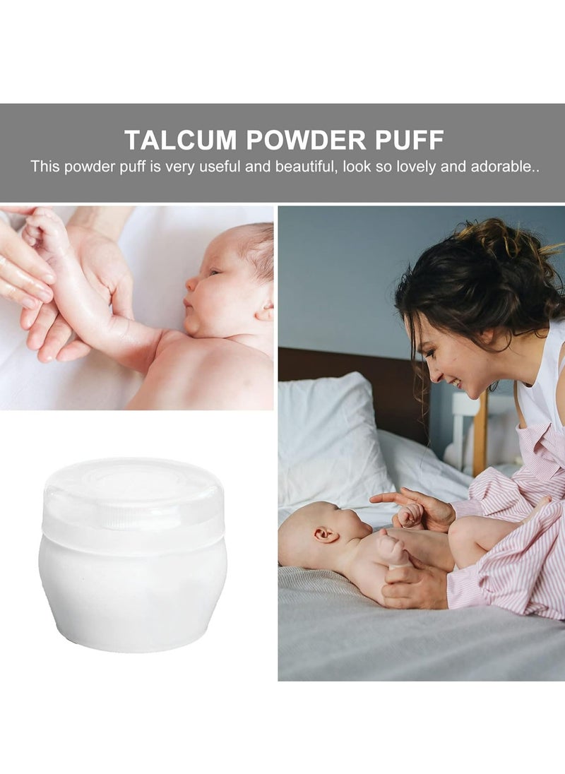 2 Sets Soft Powder Puff with Case – Face and Body Powder Container for Newborns (White).
