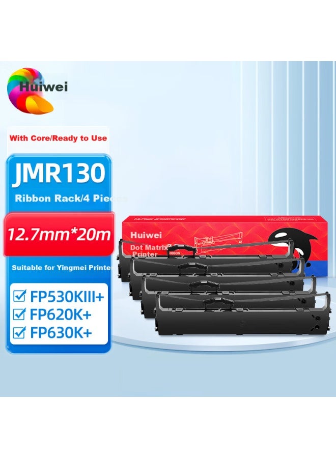 Huiwei Jmr130 Ribbon Cartridge, 4-pack, Compatible With Fp630k+, 612k, 530kiii+, 620k+, 312k, 538k, 501k, 319k Printers, Invoice No. 1, No. 2, No. 3 - Image 1