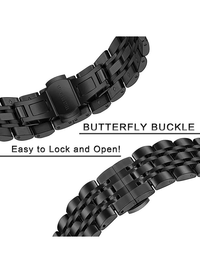 O Ozone Metal Watch Strap For Redmi Watch 3 Active/Redmi Watch 3 Lite Wristband Stainless Steel Strap Bracelet for Men Women- Black - Image 3