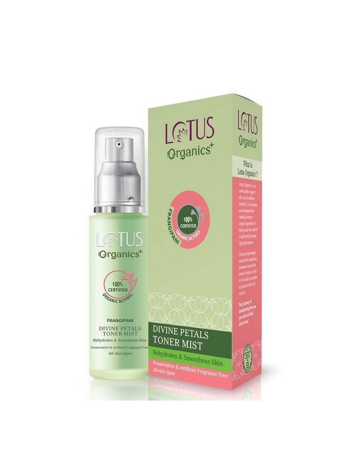 Lotus Organics+ - Divine Petals Toner Mist | Alcohol Free | 100% Organic | Pack Of 50Ml - Image 1