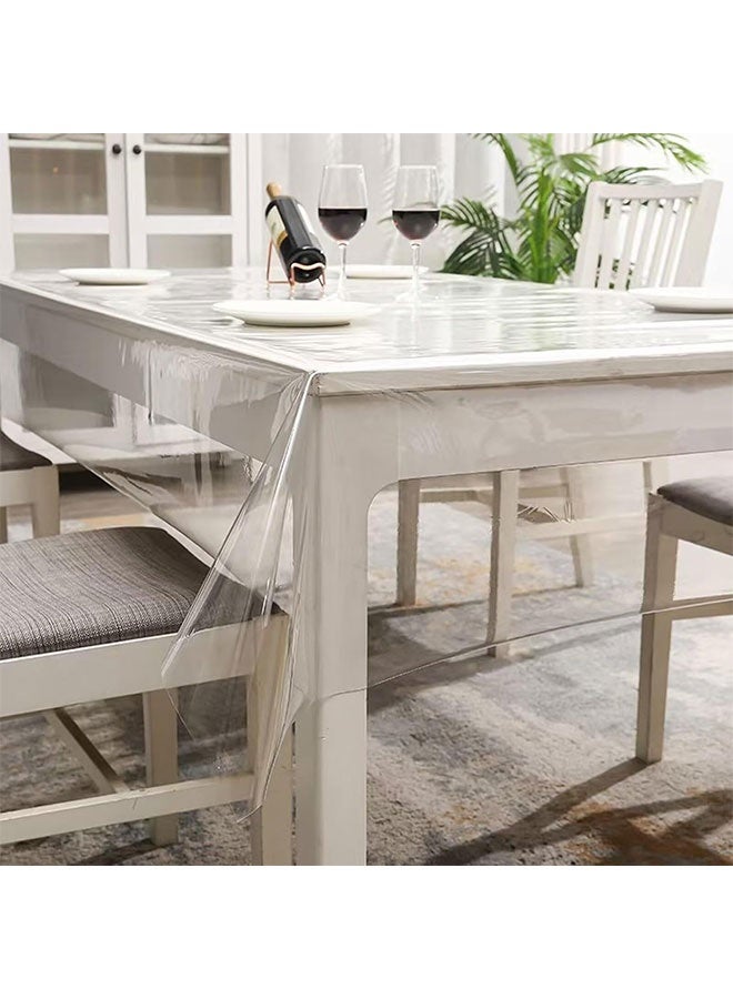 Transparent Tablecloth, 140CM*180CM PVC Table Cover, Clear Plastic Tablecloth Protector, Rectangle Vinyl Table Cover, Wipeable PVC Table Cloth, Clear Desk Cover Protector, Table Protector Mat for Dining Tables, Camping, Parties and Holidays, 100% Waterproof Oilproof Stain Resistant - Image 3