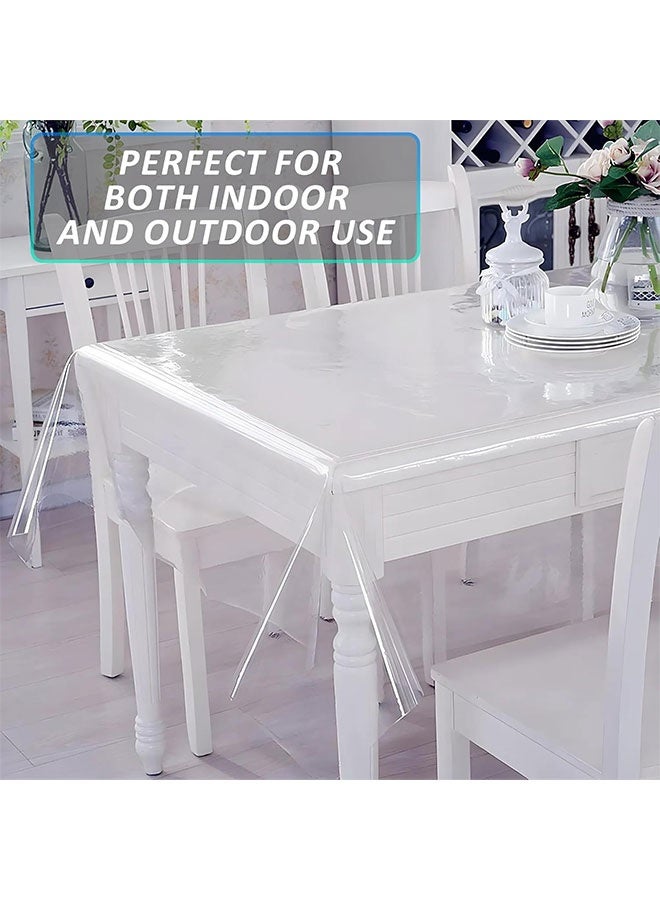 Transparent Tablecloth, 140CM*180CM PVC Table Cover, Clear Plastic Tablecloth Protector, Rectangle Vinyl Table Cover, Wipeable PVC Table Cloth, Clear Desk Cover Protector, Table Protector Mat for Dining Tables, Camping, Parties and Holidays, 100% Waterproof Oilproof Stain Resistant - Image 5