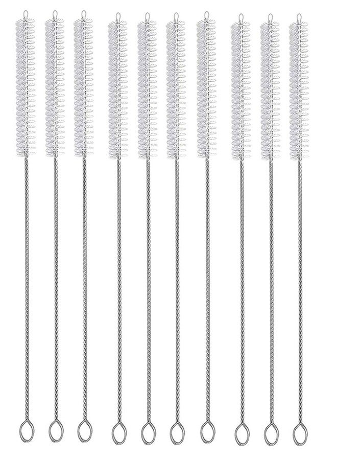 YTM 10 Pcs Drinking Straw Cleaning Brushs Set Pipe Tube Cleaner and Teat Cleaning Brush | Steel Straw Cleaning Brush |Sliver-White (Pack of 10) - Image 1