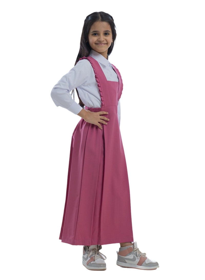 مريول لارا مريول وردي سادة فاتح بقصة الكشكش - Image 2